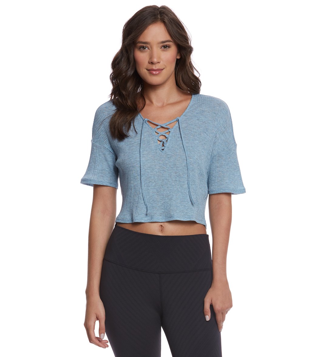 Alo Yoga Interlace Yoga Short Sleeve Crop Top