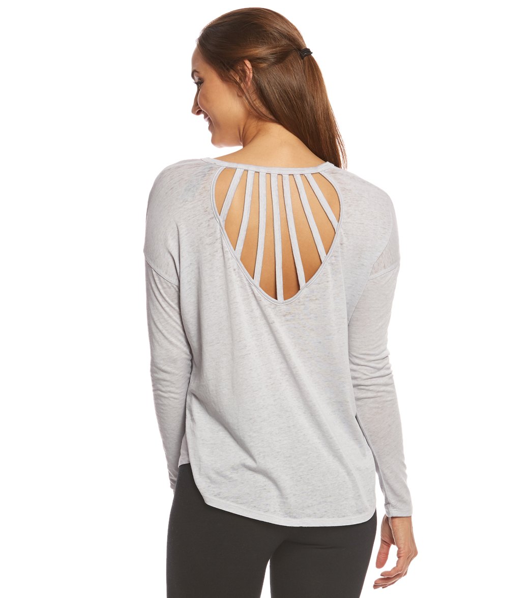 Betsey Johnson Performance Vertical Strap Cutout Long Sleeve Tee