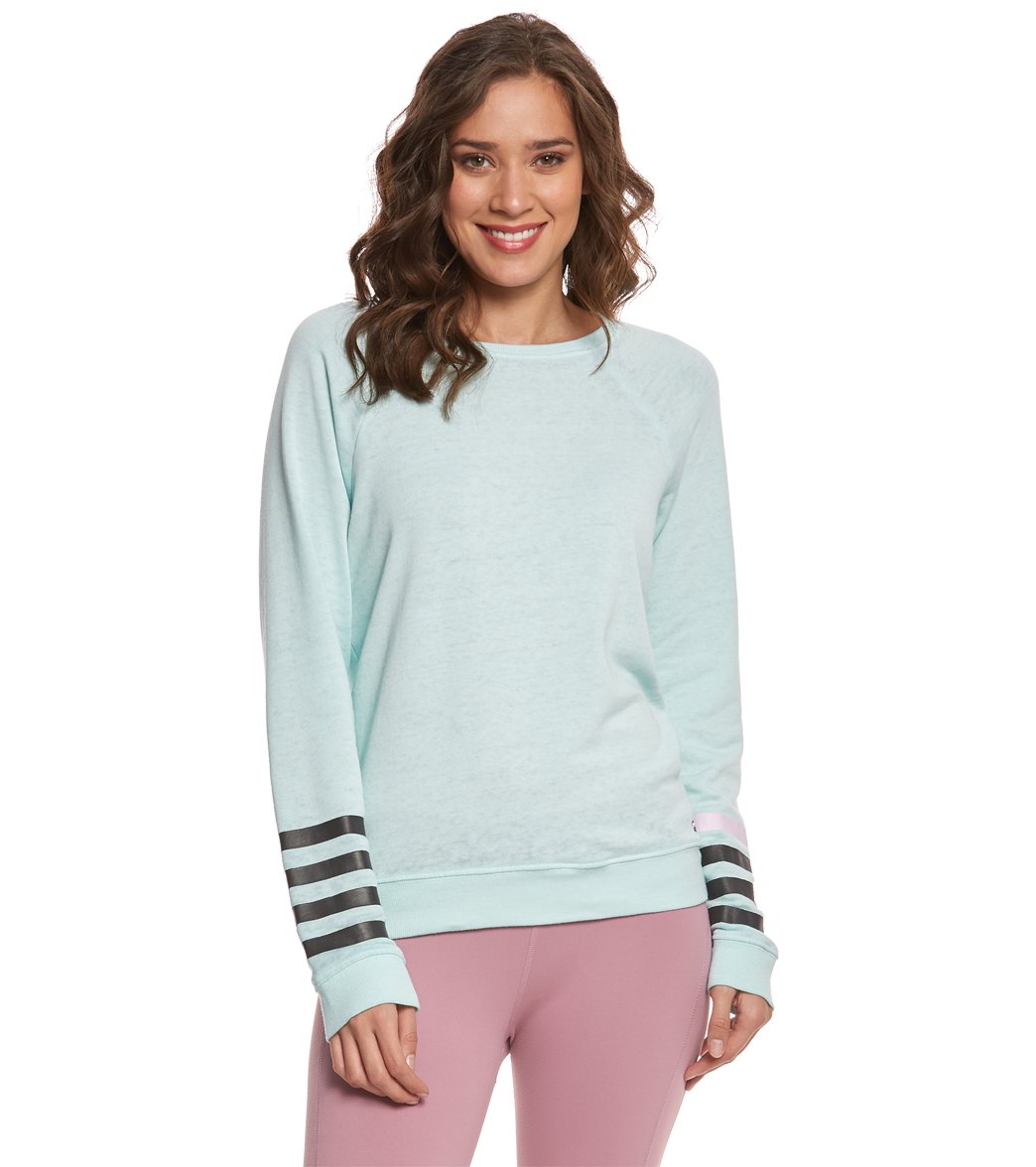 Betsey Johnson Performance Logo Stripe Icy Wash Yoga Pullover