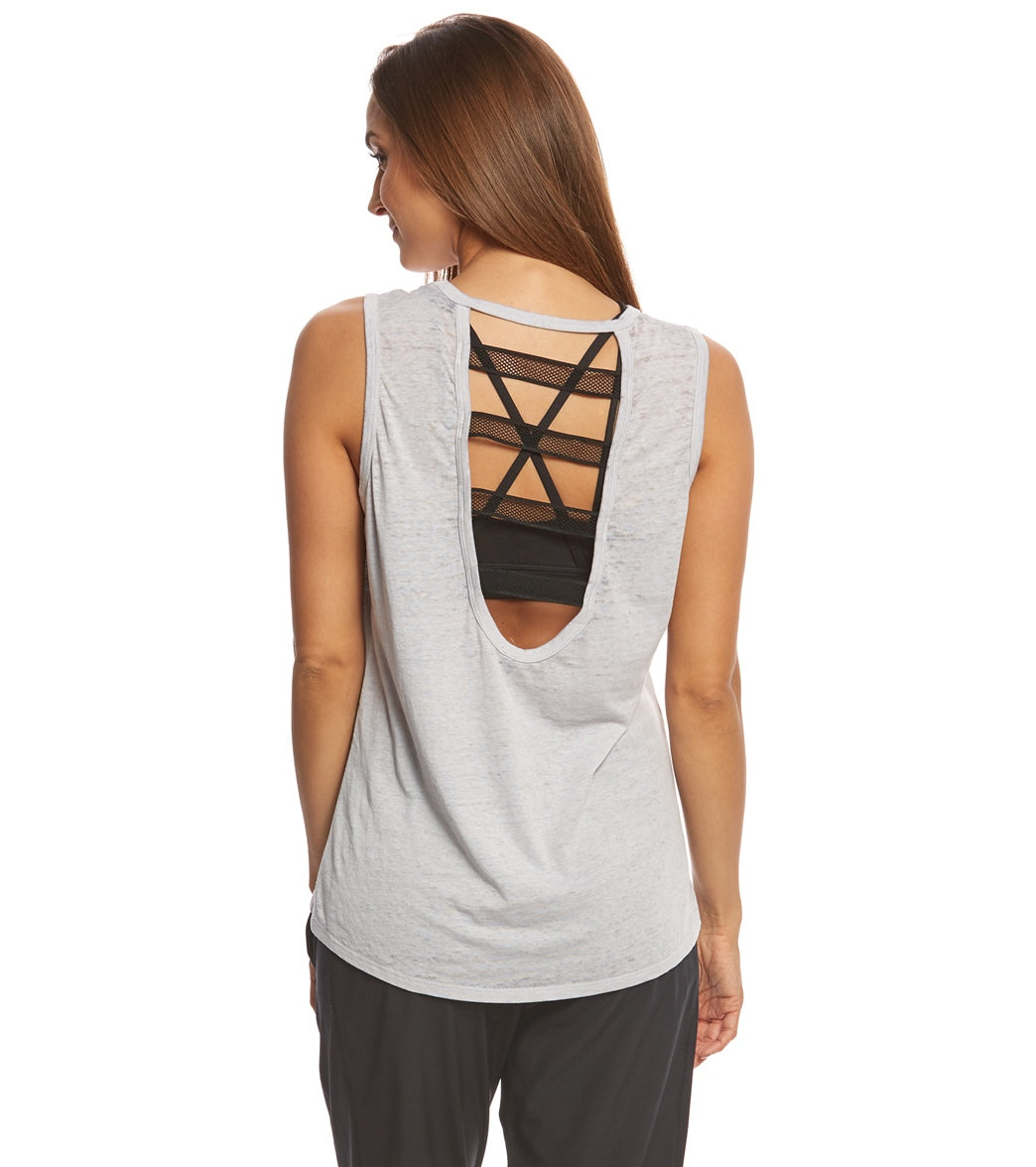 Betsey Johnson Elastic Mesh Muscle Tank Top
