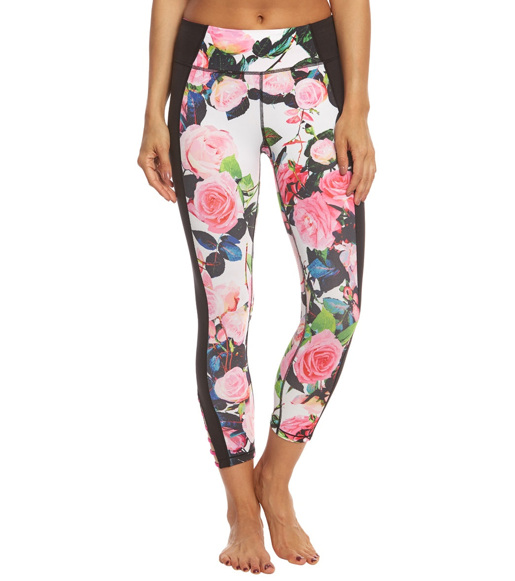 Betsey Johnson Radient Rose Insert Banded Yoga Capris